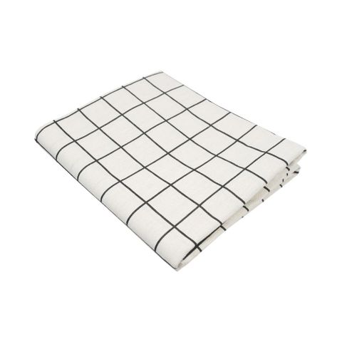 TRENY 北歐棉麻桌巾桌布-白格子145x230