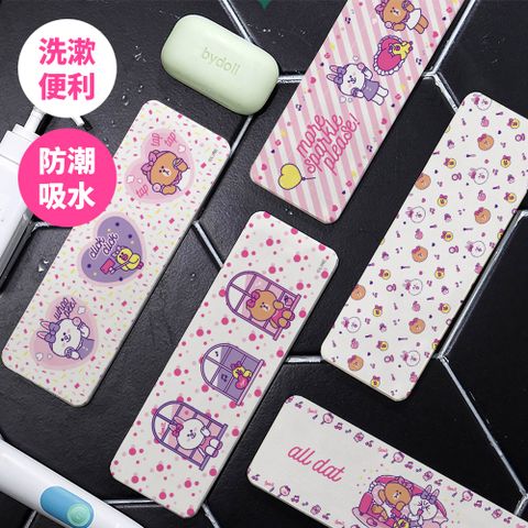 LINE FRIENDS 網美少女心珪藻土吸水洗漱墊 矽藻土牙刷架 24x8cm【收納王妃】
