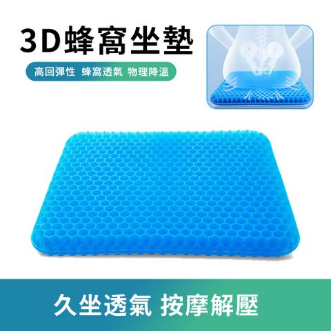 YUNMI 蜂窩冷凝膠坐墊 加厚水感舒適矽膠坐墊 蜂巢透氣坐墊 冰涼椅墊 車用坐墊-藍色