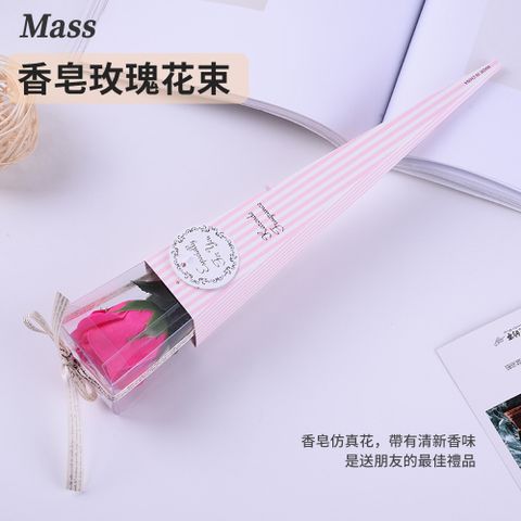 Mass 香皂玫瑰花擺飾 漸層香薰不凋永生花 生日/求婚/畢業花束-玫紅(單支)