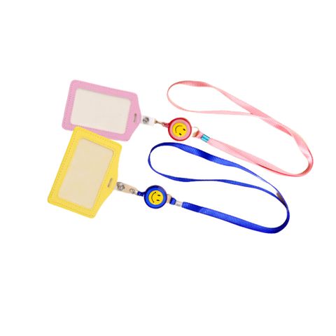 皮質易拉扣證件套 票卡夾悠遊卡套伸縮掛繩 吊牌識別證拉繩1入 贈透明卡套1入 Kiret