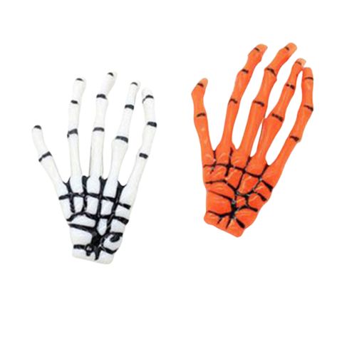 男女通用 骷髏手掌爪子髮夾 恐怖系手骨頭飾鬼爪髮飾 顏色隨機2入 萬聖節變裝派對Kiret