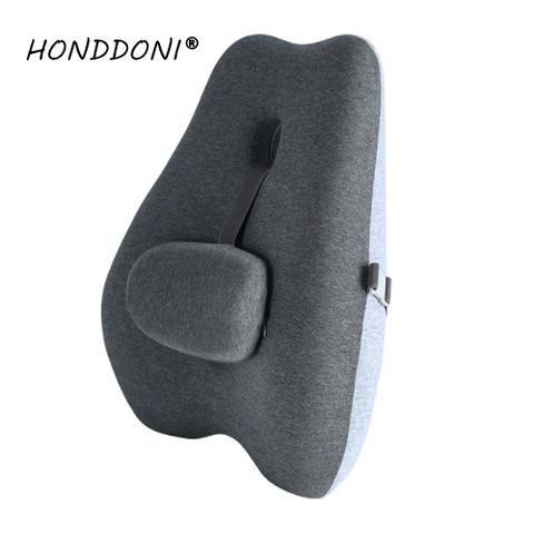 HONDONI  經典日式風格護腰記憶靠墊 居家汽車舒壓腰靠墊 (舒適文青灰)