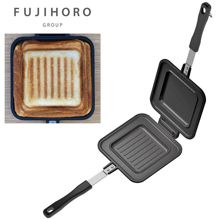 日本富士琺瑯FUJIHORO熱壓吐司三明治烤盤HS-11007條紋式(不沾鍋鐵氟龍+