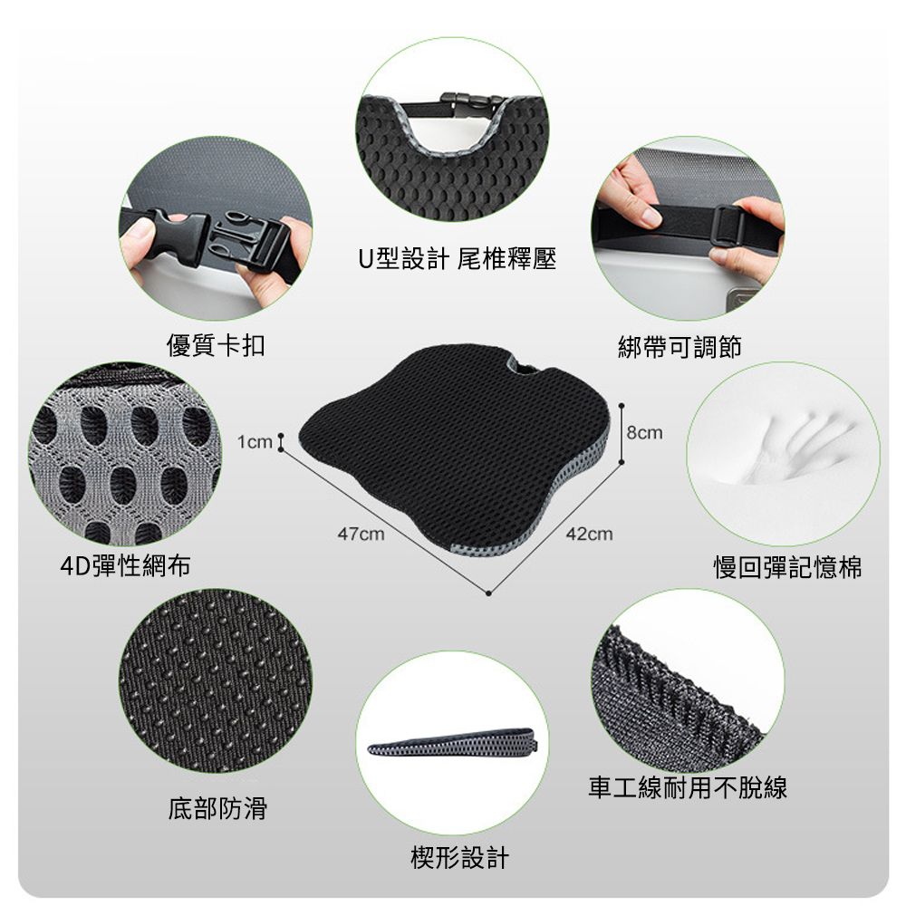 LUYOO 3D蜂窩透氣舒壓坐墊 汽車增高型坐墊  記憶棉坐墊 美臀護腰 汽車坐墊 辦公座椅墊