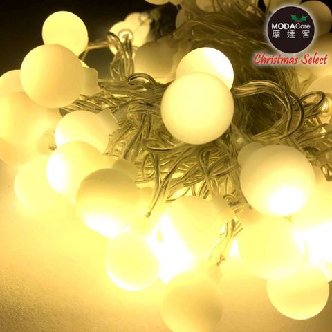 摩達客_浪漫療癒100燈LED小圓球珍珠燈串(暖白光透明線/USB接頭_贈豆腐頭插頭)聖誕燈