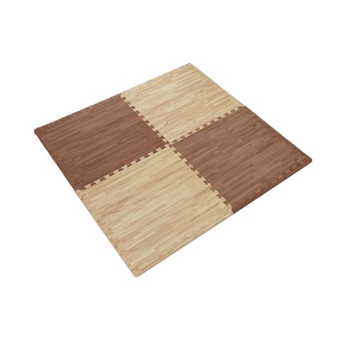 【Abuns】仿實木質感拼花深淺木紋大巧拼地墊-附贈邊條(48片裝-適用5.5坪)