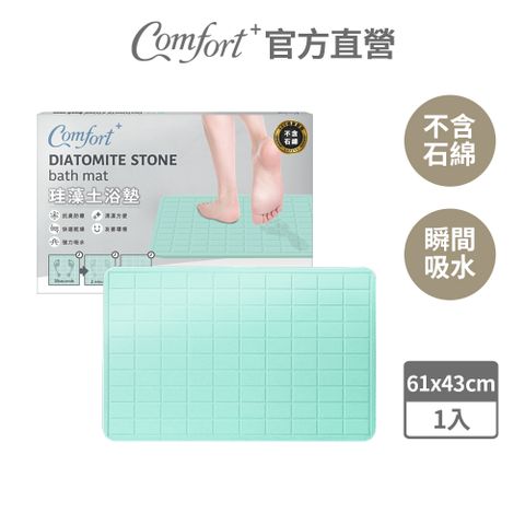 MicroDry 【Comfort+】深呼吸珪藻土吸水快乾地墊_薄荷綠格紋