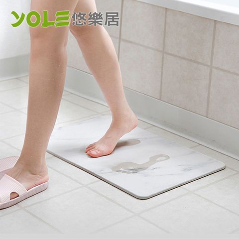 【YOLE悠樂居】珪藻土浴室吸水防滑腳踏地墊-黑大理石(2入)