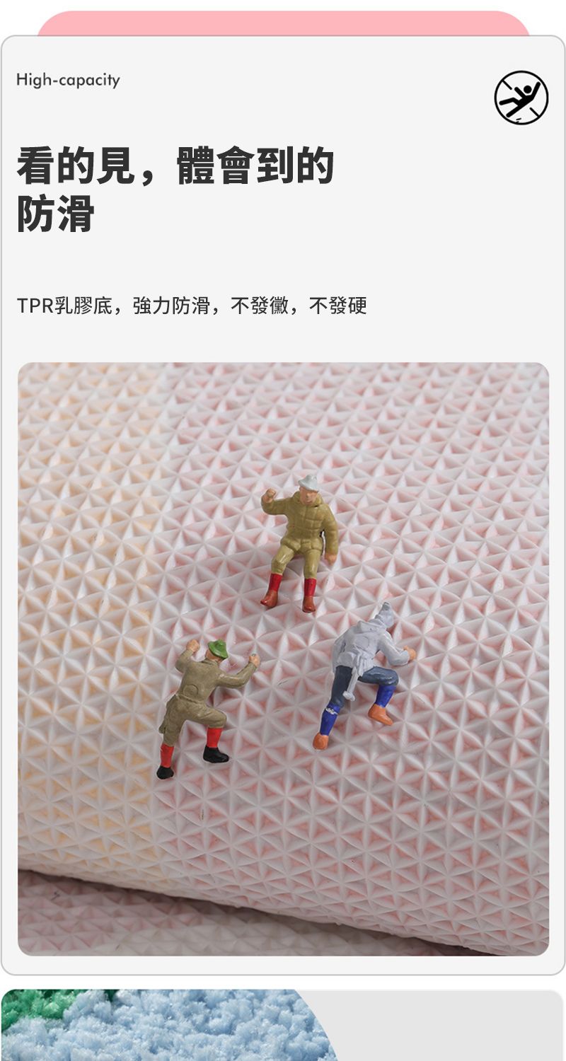 High-capacity看的見,體會到的防滑TPR乳膠底,強力防滑,不發黴,不發硬