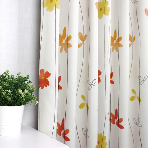 Home Desyne台灣製和風橙花暈染遮光窗簾半窗織帶單片(145x165CM)