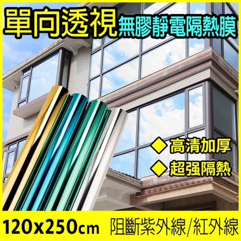 【fioJa 費歐家】120X250cm單向透視 遮光 無膠玻璃貼 靜電玻璃 窗貼隔熱膜 DIY 反光遮陽貼