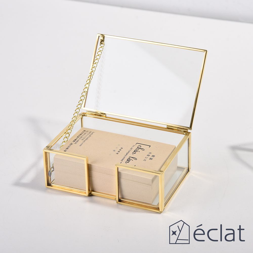 eclat clat 極致奢華金屬黃銅玻璃名片盒/名片架/名片座