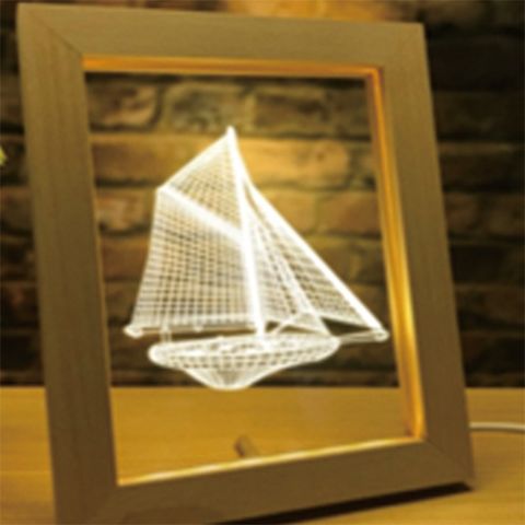 《Stylelife》實木相框燈-旅行帆船