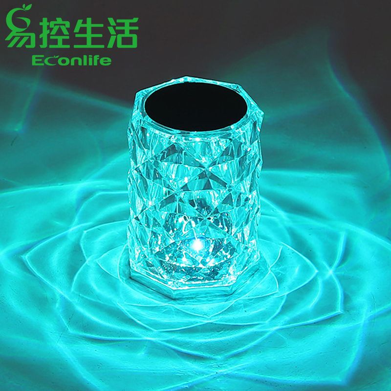 EconLife 易控生活 小玫瑰水晶夜燈 USB充電 RGB 水晶質感氛圍燈 LED小夜燈擺飾 (J30-036-01)