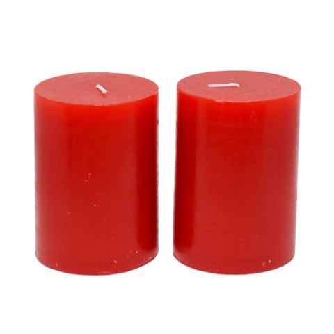 【YU Living】歐式經典紅色柱蠟二件組 圓柱蠟燭 蠟重340g顆(二件一組/小.紅色/無味)