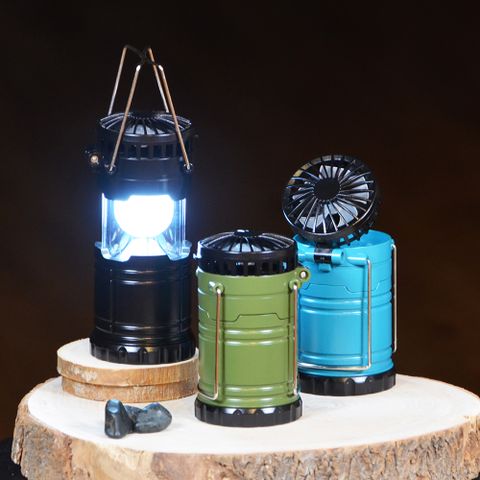 【YU Living】多功能露營燈 野營燈 檯燈 照明燈 小風扇功能(3色)