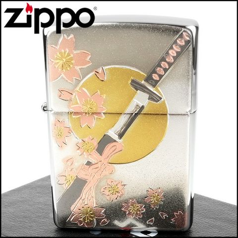 【ZIPPO】日系~傳統藝術-武士刀圖案電鑄板貼片加工打火機