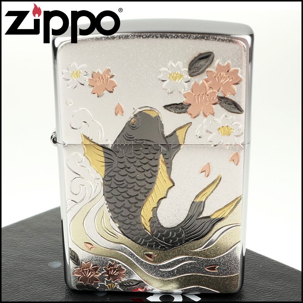 Zippo 日系~傳統藝術-鯉魚圖案電鑄板貼片加工打火機