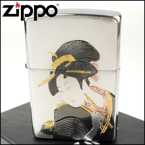 Zippo 日系~傳統藝術-浮世繪-遊女圖案電鑄板貼片加工打火機