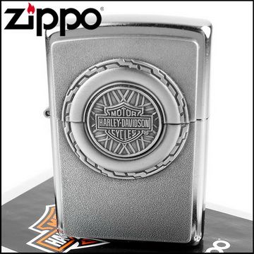 Zippo 美系~哈雷~Harley-Davidson-車輪引擎立體圖案貼飾打火機