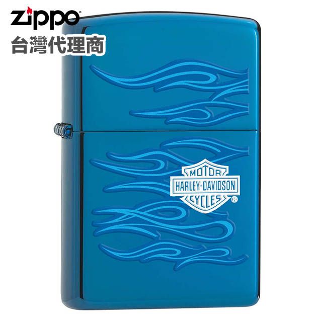 Zippo  哈雷藍寶鬼魅 ; 藍寶射印 防風打火機