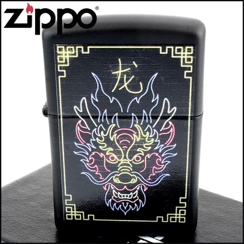 Zippo 美系~Neon Dragon-霓虹燈龍圖案設計