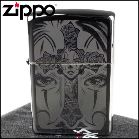 Zippo 美系~Skull Cross-骷髏十字架圖案設計打火機