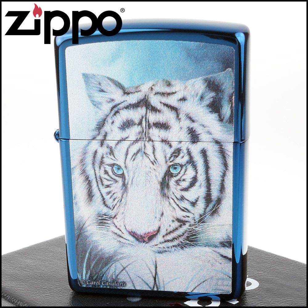 Zippo 美系~Carol Cavalaris-White Tiger白虎圖案打火機