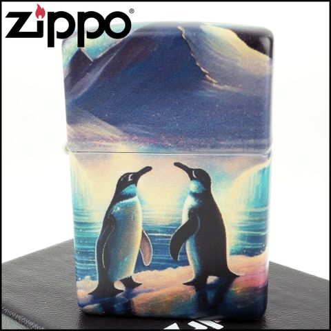 Zippo 美系~Penguin-企鵝圖案-綠色夜光烤漆打火機