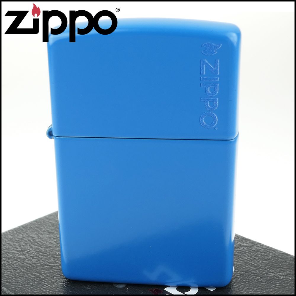 Zippo 美系~Sky Blue Matte-天藍色烤漆-LOGO字樣打火機