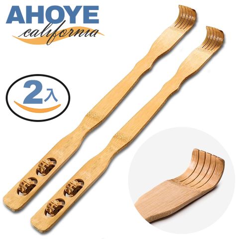 AHOYE 木製舒適抓頭不求人 (帶滾輪-兩入組) 抓癢棒 抓癢器 抓背 搔癢