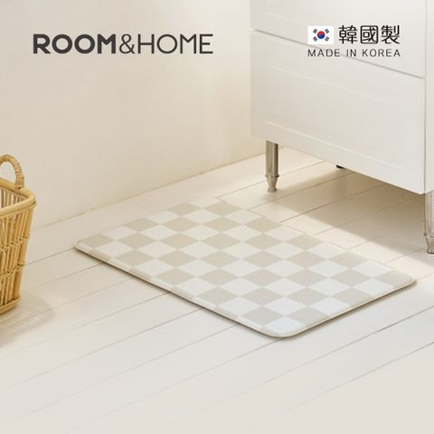 【韓國ROOM&HOME】韓國製棋盤格印花雙面防油防水廚房地墊-45x75cm