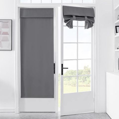 【AHOYE】法式遮光門簾 66*173公分-灰色 (窗簾)