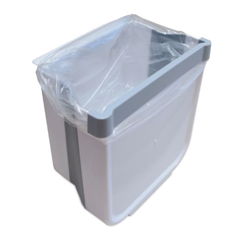 (2袋超值組)日本Imakara-無印風懸掛式收納桶伸縮摺疊垃圾桶-白色L號1入/袋(廚房廚餘桶,可掛水槽旁門板上,家飾收納籃)
