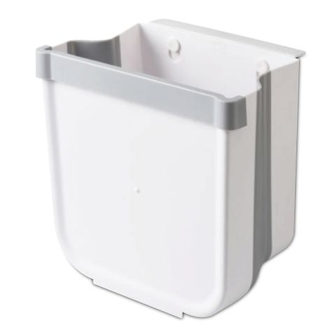 日本Imakara-無印風懸掛式收納桶伸縮摺疊垃圾桶-白色L號1入/袋(廚房廚餘桶,可掛水槽旁門板上,家飾收納籃)