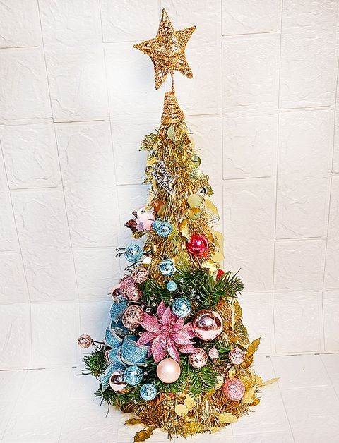 【裝飾燈大師】特價品-45cm雷射絲聖誕樹-藍粉色系
