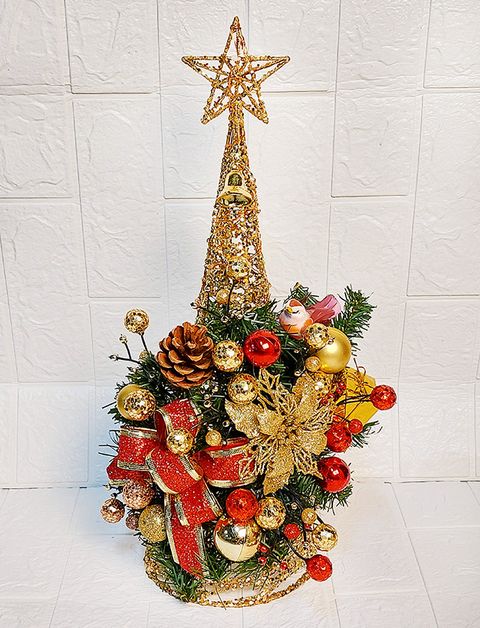 【裝飾燈大師】特價品-48cm聖誕鐵線樹聖誕樹-金紅色系