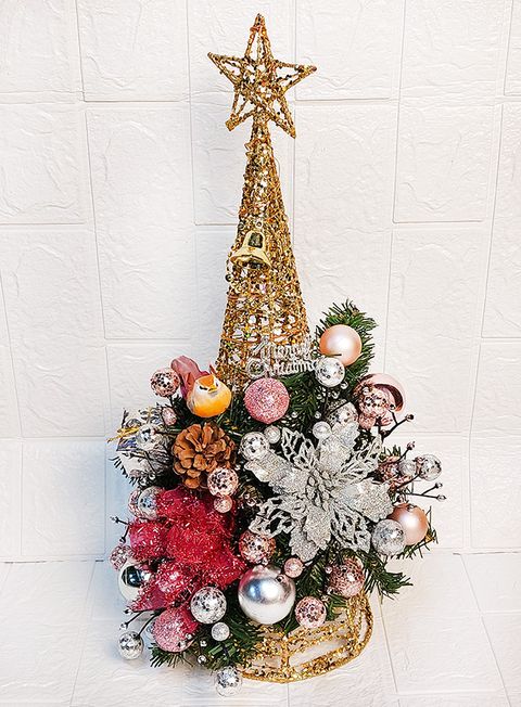 【裝飾燈大師】特價品-48cm聖誕鐵線樹聖誕樹-銀粉色系