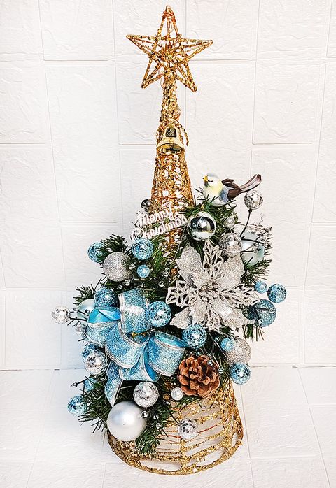 【裝飾燈大師】特價品-48cm聖誕鐵線樹聖誕樹-銀藍色系