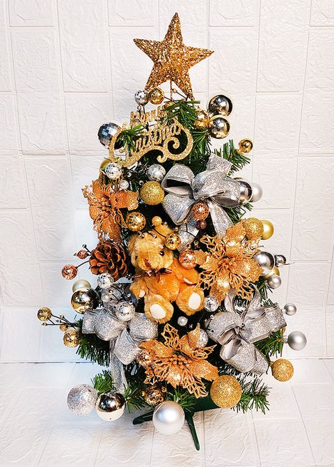 【裝飾燈大師】特價品-60CM(2尺)裝飾綠色聖誕樹(含整套飾品-已組裝)-金銀色系-小熊