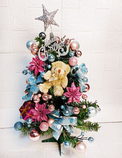 【裝飾燈大師】特價品-60CM(2尺)裝飾綠色聖誕樹(含整套飾品-已組裝)-藍粉色系-小熊