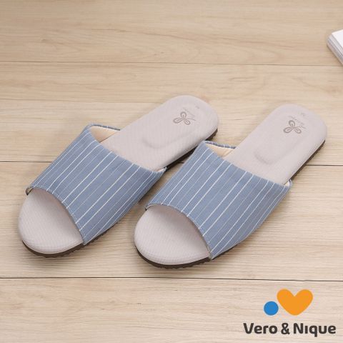 Vero&Nique 維諾妮卡 抗菌防霉歐風抗菌乳膠室內拖鞋-藍色