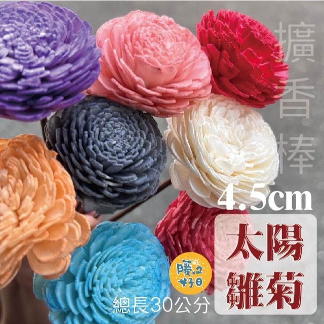  4入一組 4.5cm索拉花乾花 太陽玫瑰 開心菊 擴香花 通草花 乾燥花 擴香棒 浮游花 永生花