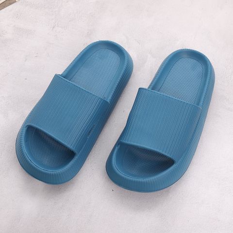 知性休閒厚底拖鞋-藍