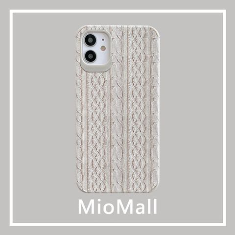 MioMall 米歐廣場 歐風時尚風格-白色編織冬之戀iPhone12 mini/12 Pro/12 ProMax手機殼