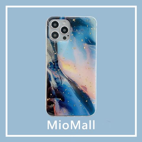 MioMall 米歐廣場 歐風時尚大理石風格-燦金銀河iPhone12 mini/12 Pro/12 ProMax手機殼