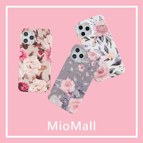 MioMall 米歐廣場 歐風時尚大理石風格-祕密花園 迷霧灰/玫瑰白iPhone 13/13 Pro/13 ProMax手機殼