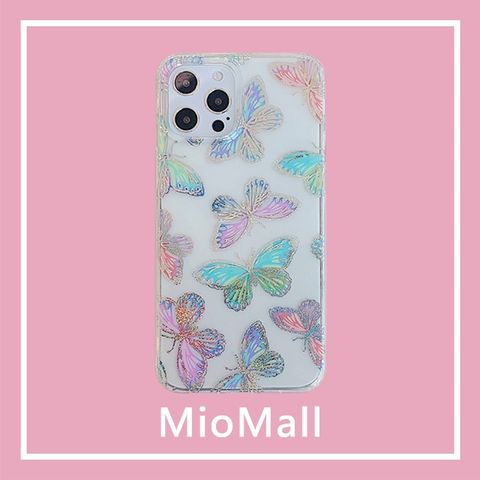 MioMall 米歐廣場 歐風時尚大理石風格-晶亮彩蝶  全包軟殼iPhone 13 /13 Pro/13 ProMax手機殼