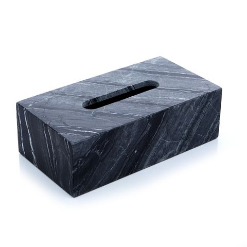 自然奢華-古木紋黑色大理石長方形紙巾盒